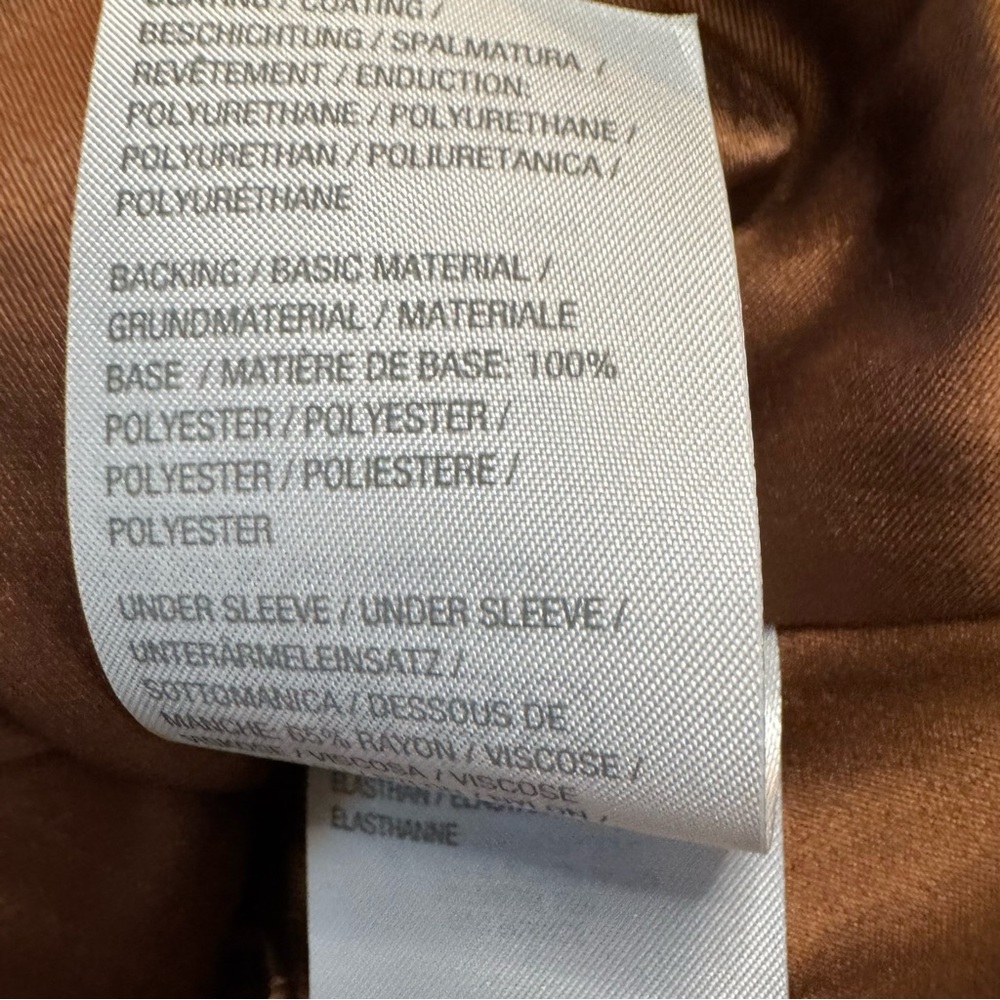 GILI British Tan Leather Peplum Jacket Coat 
Size 2  Zip Front and Sleeves NWT - Picture 8 of 17